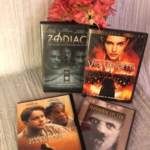 THRILLER SUSPENSE MYSTERY DYSTOPIAN lot 4 DVDs movies -Zodiac, Hannibal Lecter +
